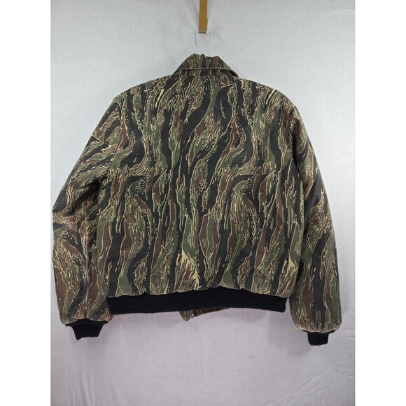 VTG Bass Pro Shops Outdoors Vertical Tiger Stripe Camo Hunting Coat Jacket Large - Picture 5 of 12